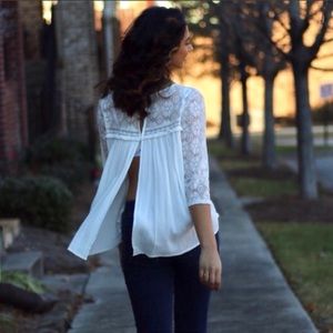 🔴 white open back blouse
